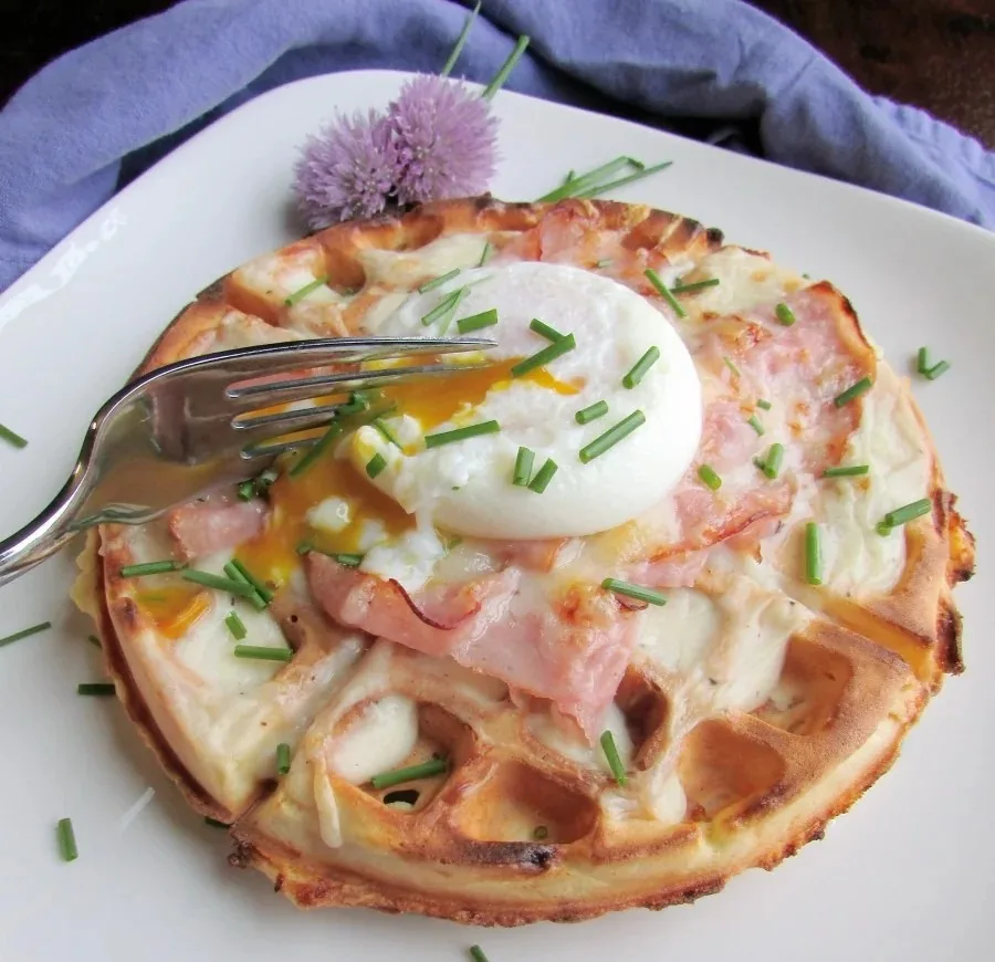 Cheddar Croque Madame Waffles Recipe 4 Cheddar Croque Madame Waffles