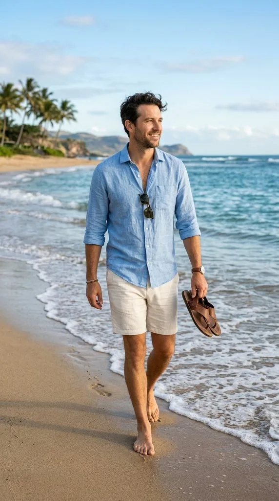 Linen Shirt With White Shorts